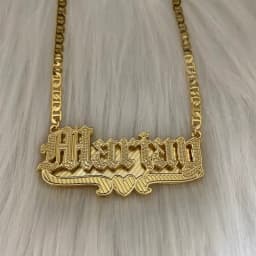 Personalized Name Plate Necklace With Heart Custom 3D Nameplate Pendant Stainless Steel Jewelry Gift For Women Name Necklace