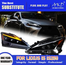 AKD Head Lamp for Lexus is250 LED Headlight 2006-2012 Headlights is300 is350 DRL Turn Signal High Beam Angel Eye Projector Lens