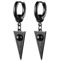 BONISKISS Hip Hop Rock Geometric Triangle Hoop Earrings Unisex Charm Stainless Steel Earrings Black Colors  Jewelry Gift