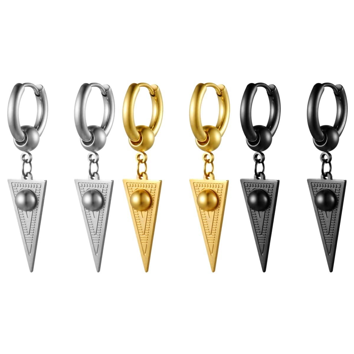 BONISKISS Hip Hop Rock Geometric Triangle Hoop Earrings Unisex Charm Stainless Steel Earrings Black Colors  Jewelry Gift
