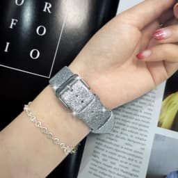 Glitter strap For Apple Watch Ultra 49mm Band 44mm 40mm 41mm 42mm 38mm 45mm leather loop bracelet iWatch Series 8 7 6 5 4 3 SE