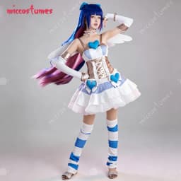 【Ready for Ship】Miccostumes Women's Stocking Angel Cosplay Costume Dress Set Wing with Fullset Accessories for Halloween