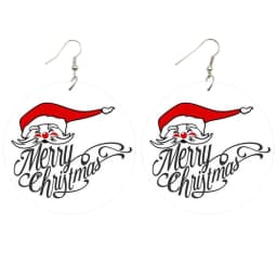 SOMESOOR Cute Santa Baby Elk Wooden Drop Earrings Jewelry For Women Girl Gifts Christmas Holiday New Year Wood Loops Ear Dangle