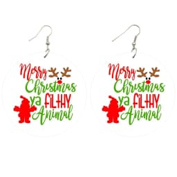 SOMESOOR Cute Santa Baby Elk Wooden Drop Earrings Jewelry For Women Girl Gifts Christmas Holiday New Year Wood Loops Ear Dangle
