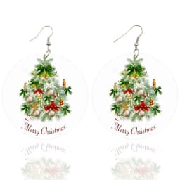 SOMESOOR Cute Santa Baby Elk Wooden Drop Earrings Jewelry For Women Girl Gifts Christmas Holiday New Year Wood Loops Ear Dangle