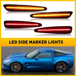 4pcs Front Rear Bumper Side Marker Turn Signal Lighting Yellow Red LED For Chevrolet Corvette C6 2005-2013 Smoked Accessories