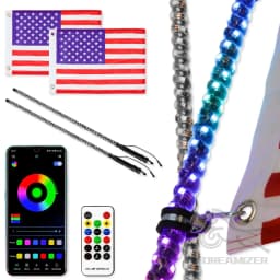 1/2 PCS 3FT Led Whip Light Led Car RGB Waterproof Bendable Remote APP Music Control LED Flagpole Lamp For SUV ATV UTV RZR