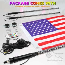 1/2 PCS 3FT Led Whip Light Led Car RGB Waterproof Bendable Remote APP Music Control LED Flagpole Lamp For SUV ATV UTV RZR