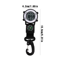 Digital Clip Watch Waterproof And Shockproof Keychain Carabiner Watch Pocket Clip-on Quartz Watch Glow In The Dark With Alarm