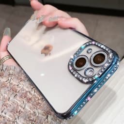 Case for iPhone 14 13 12 11 Pro Max Plus Luxury Plating Glitter Diamond Transparent Girl Female Soft Silicone Shockproof Cover