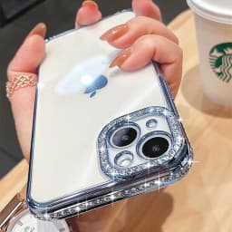 Case for iPhone 14 13 12 11 Pro Max Plus Luxury Plating Glitter Diamond Transparent Girl Female Soft Silicone Shockproof Cover