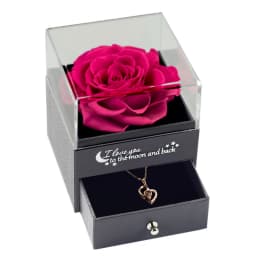 Eternal Rose Flower Jewelry Gift Box Ring Earrings Necklace Storage Boxes Wedding Christmas Valentines Artificial Jewellery Case