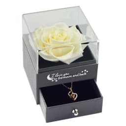 Eternal Rose Flower Jewelry Gift Box Ring Earrings Necklace Storage Boxes Wedding Christmas Valentines Artificial Jewellery Case