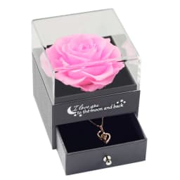 Eternal Rose Flower Jewelry Gift Box Ring Earrings Necklace Storage Boxes Wedding Christmas Valentines Artificial Jewellery Case