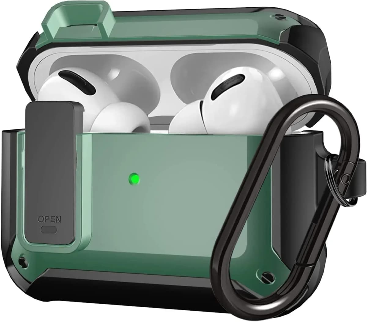For Airpods 4/Pro 2/AirPods 1/2/3 Case with Lock, Rugged Shell Military Armor Protective Cover Wireless Earphone With Keychain