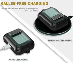 For Airpods 4/Pro 2/AirPods 1/2/3 Case with Lock, Rugged Shell Military Armor Protective Cover Wireless Earphone With Keychain