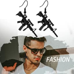 BONISKISS Pistol Handgun Gun Shaped Pendant Punk Rifle Shotgun Army Style Dangle Earrings For Men Corrente Masculina Jewelry