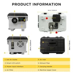 8KW Toolbox Diesel Air Heater 12V/24V/220V Bluetooth APP LCD Display Constant Temperature Ventilation For RV Camping Garage