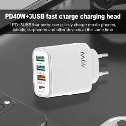 USB Charger Block 40W Fast Charging Station 4 Ports Portable Fast Charger Block 4 Ports USB Wall Charger Adapter For Smartphone