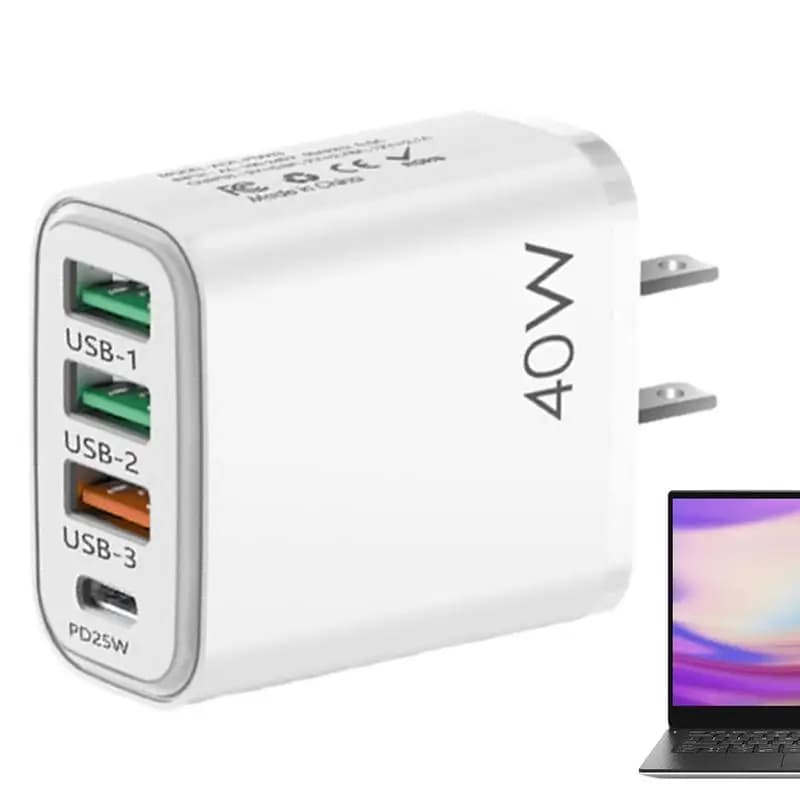 USB Charger Block 40W Fast Charging Station 4 Ports Portable Fast Charger Block 4 Ports USB Wall Charger Adapter For Smartphone