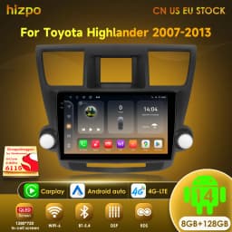 Hizpo Android 14 For Toyota Highlander 2 XU40 2007-2013 Car Radio Multimedia Video Player Navigation Stereo GPS No 2din DVD 6115
