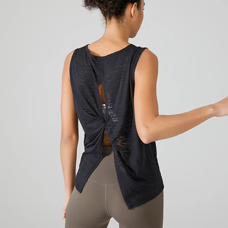 Women's Yoga Shirt Backless Sleeveless Gym Fitness Sportswear Sexy Beauty Back Tops Breathable Loose Running Workout T-shirt