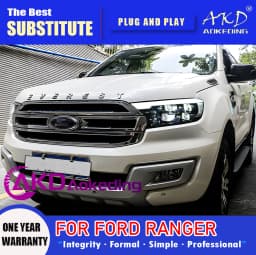AKD Head Lamp for Ford Ranger LED Headlight 2016-2020 Headlights Ranger DRL Turn Signal High Beam Angel Eye Projector Lens