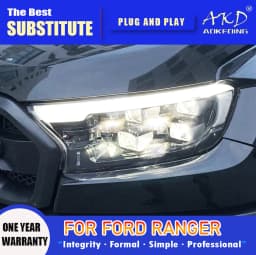 AKD Head Lamp for Ford Ranger LED Headlight 2016-2020 Headlights Ranger DRL Turn Signal High Beam Angel Eye Projector Lens