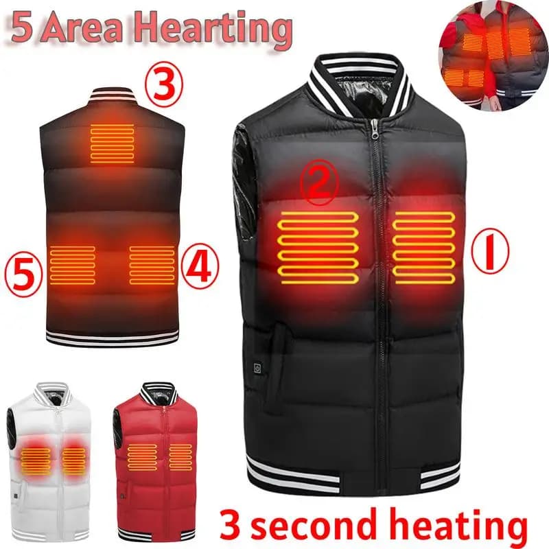 5 Areas Self heating vest USB thermal vest women Heating down jacket Men's vest 3 seconds Heating heater vest Body Warmer Coat