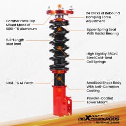 Coilovers 24 Way Damper Struts & Rear Control Arms Kit for Ford Mustang 94-04 Adjustable Damping Shock Absorbers Kit