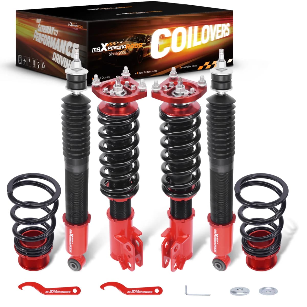 Coilovers 24 Way Damper Struts & Rear Control Arms Kit for Ford Mustang 94-04 Adjustable Damping Shock Absorbers Kit