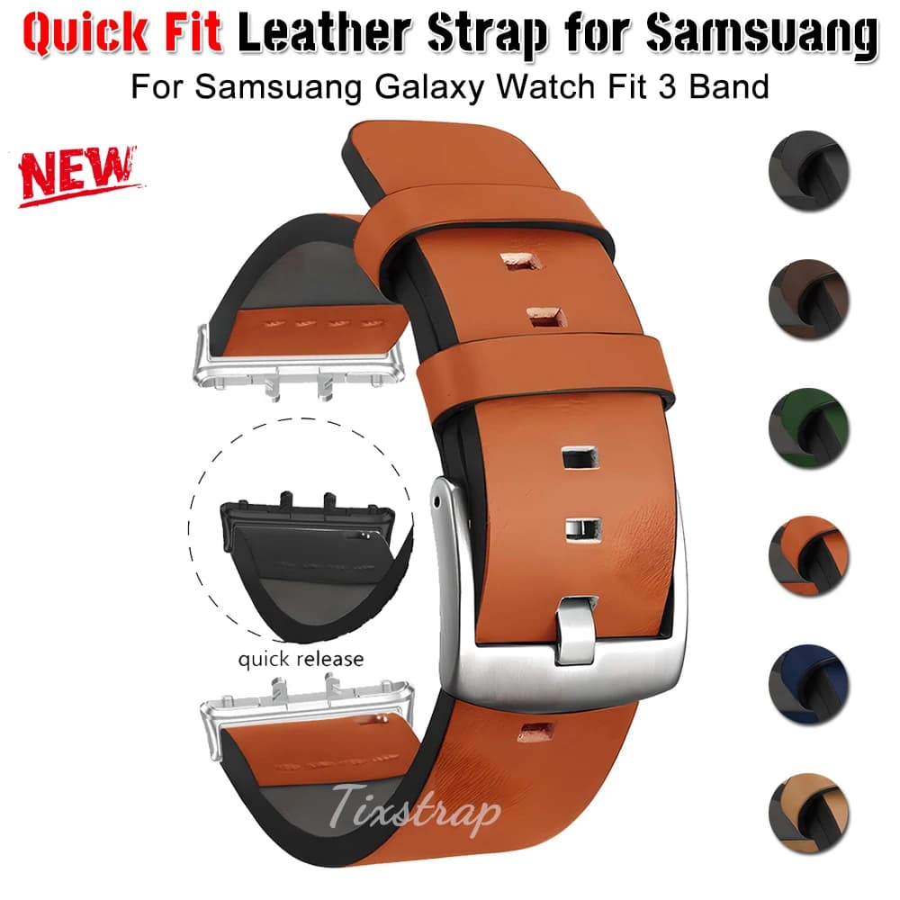Leather Strap for Samsuang Galaxy Watch Fit 3 Band 18mm Quick Fit Metal Connector Correa for Galaxy Watch Fit 3 Bracelet