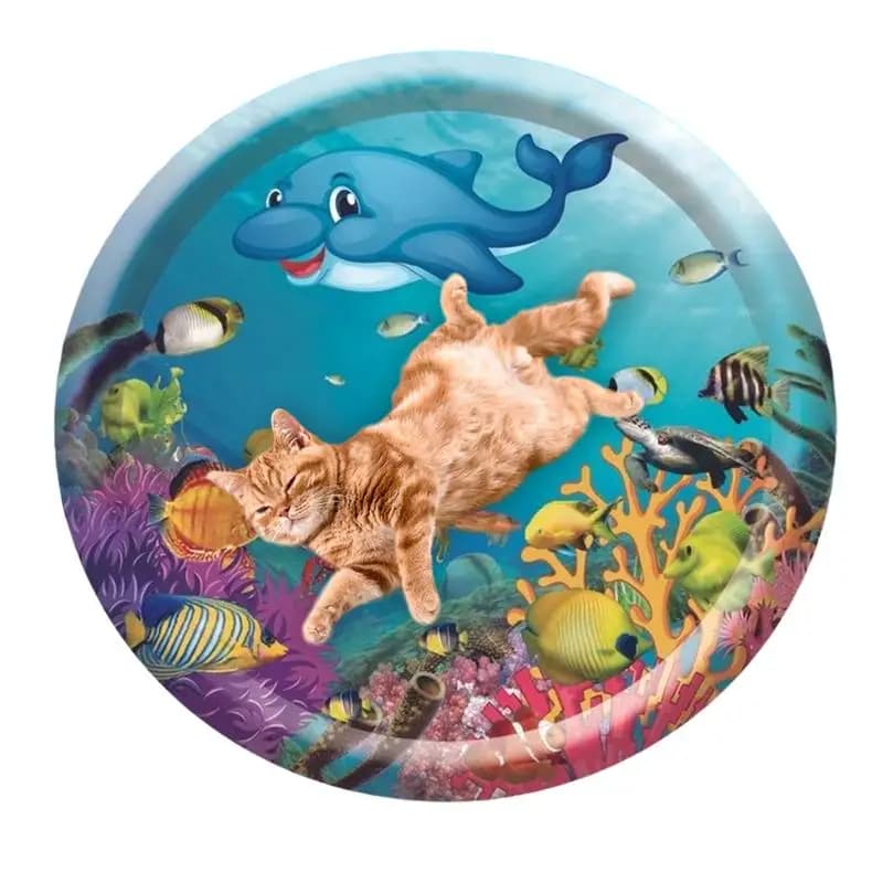 Water Sensory Play Mat For Cats Summer Pet Bed Water Play Mat Inflatable Water Play Mat Pet Cooling Bed Round Water Sensory Pad