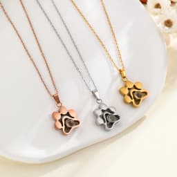 Custom Pet Photo Projection Necklace Personalized Dog Paw Pendant Custom Picture Stainless Steel Necklace Memorial Gift Jewelry