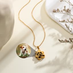 Custom Pet Photo Projection Necklace Personalized Dog Paw Pendant Custom Picture Stainless Steel Necklace Memorial Gift Jewelry