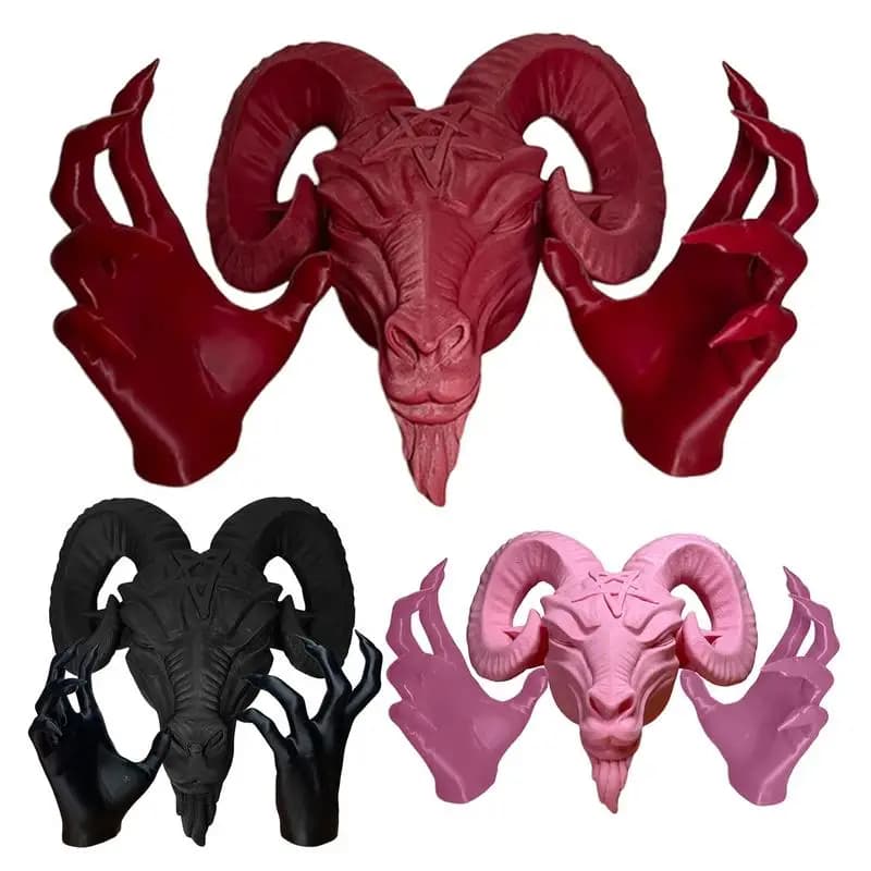 Devils Goat Baphomet Statue Resin Baphomet Head and Hands Statue Gothic Satanic Goat Ornament Religious Sculpture Ornament