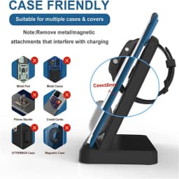 3 In 1 Wireless Charging Station Holder Multiple Devices Wireless Charger Dock With Type C Cable For Watch Earphones Smart Phone