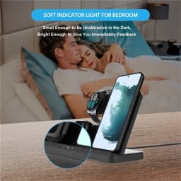 3 In 1 Wireless Charging Station Holder Multiple Devices Wireless Charger Dock With Type C Cable For Watch Earphones Smart Phone