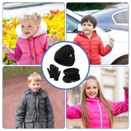 Girls Winter Hat Gloves Set  Winter Hat Scarf Gloves Set Thermal Warm Soft Knit Beanie Gloves Scarf for Camping Traveling Hiking