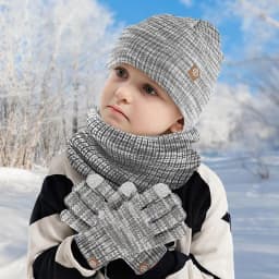 Girls Winter Hat Gloves Set  Winter Hat Scarf Gloves Set Thermal Warm Soft Knit Beanie Gloves Scarf for Camping Traveling Hiking