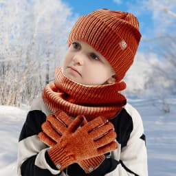 Girls Winter Hat Gloves Set  Winter Hat Scarf Gloves Set Thermal Warm Soft Knit Beanie Gloves Scarf for Camping Traveling Hiking