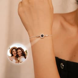 Best Friend Gift Custom Photo Projection Bracelet Zircon Pendant Bubble Memorial Bangle Stainless Steel Chain Jewelry For Women