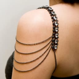 Stonefans Black Layered Shoulder Strap Luxury for Dress Decorative Body Accessories Rave Bikini Shoulder Chain for Women Jewelry