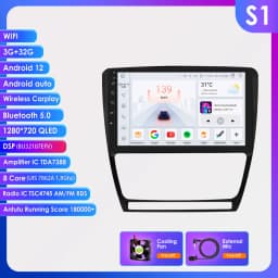 Hizpo Android 13 Car Radio For Skoda Octavia 2 A5 2008 - 2013 Multimedia Player Navigation GPS 2 Din Carplay Stereo Speaker RDS