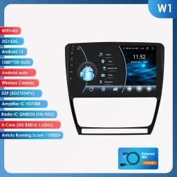 Hizpo Android 13 Car Radio For Skoda Octavia 2 A5 2008 - 2013 Multimedia Player Navigation GPS 2 Din Carplay Stereo Speaker RDS