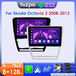 Hizpo Android 13 Car Radio For Skoda Octavia 2 A5 2008 - 2013 Multimedia Player Navigation GPS 2 Din Carplay Stereo Speaker RDS
