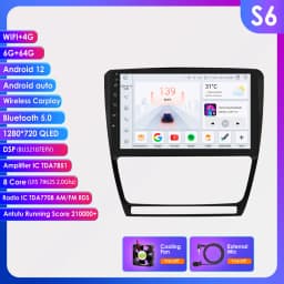 Hizpo Android 13 Car Radio For Skoda Octavia 2 A5 2008 - 2013 Multimedia Player Navigation GPS 2 Din Carplay Stereo Speaker RDS