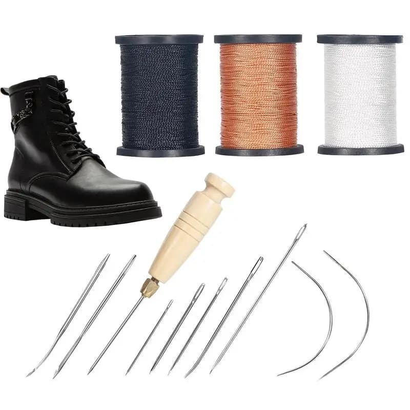 Leather Needle And Thread Kit Heavy Duty Leather Sewing Tools Leather Crafting Tools With Sewing Thread Needle Awl For Carpet