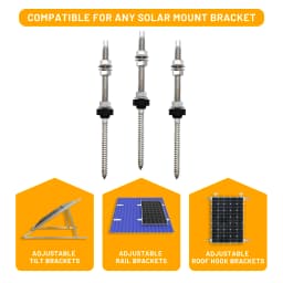 6/10Sets of SUS304 Stainless Steel Solar Hanging Bracket Bolt Set for Solar Panel Mount Kit for Any Wooden Beams