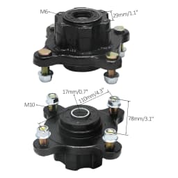 2PCS Disc Rotor Go Kart ATV 4 Stud Front Wheel Rim Hub Stub Axle for 110cc 125cc 150cc Quad Dirt Bike ATV Buggy